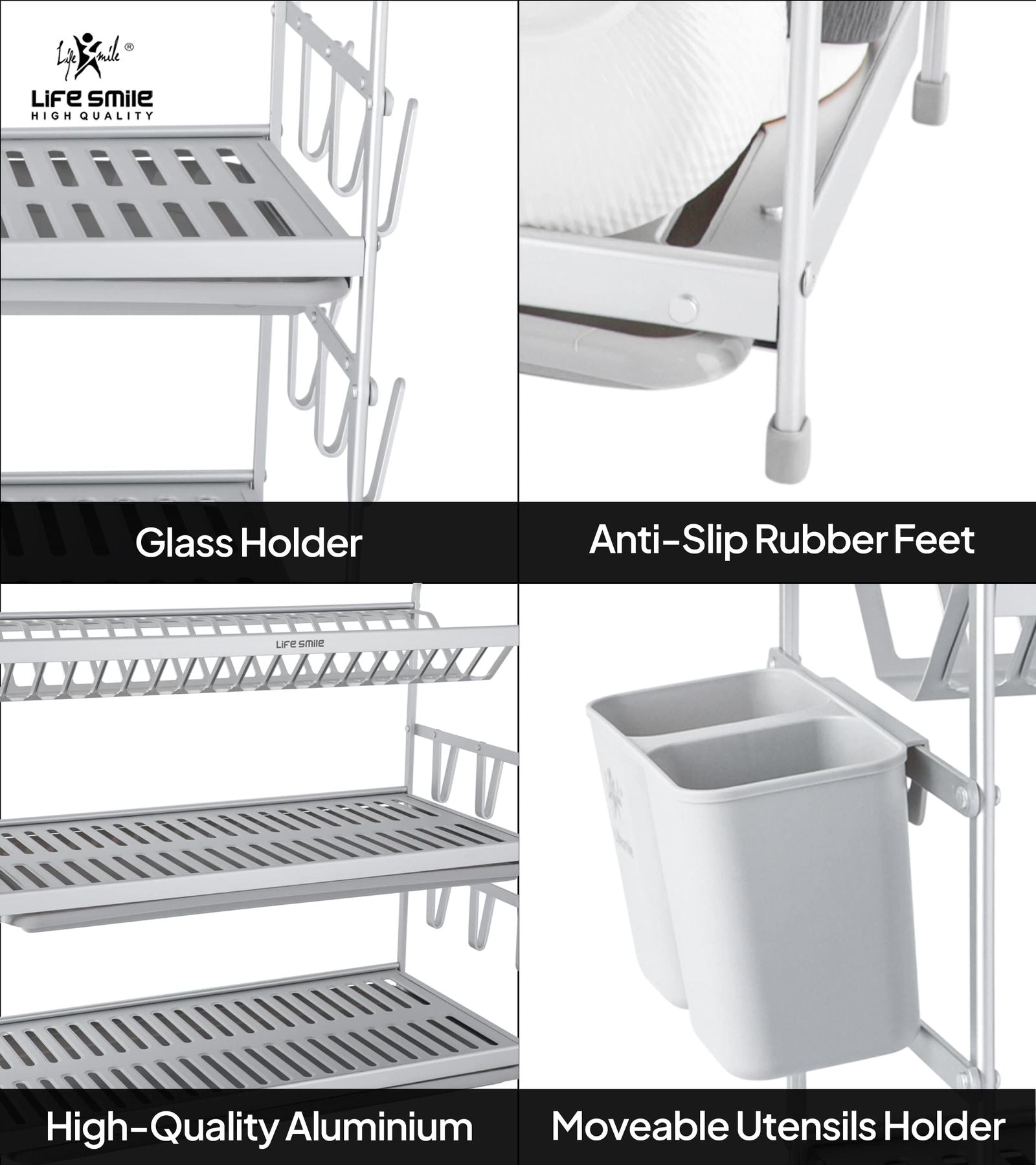 3 Tier Dish Rack Aluminium